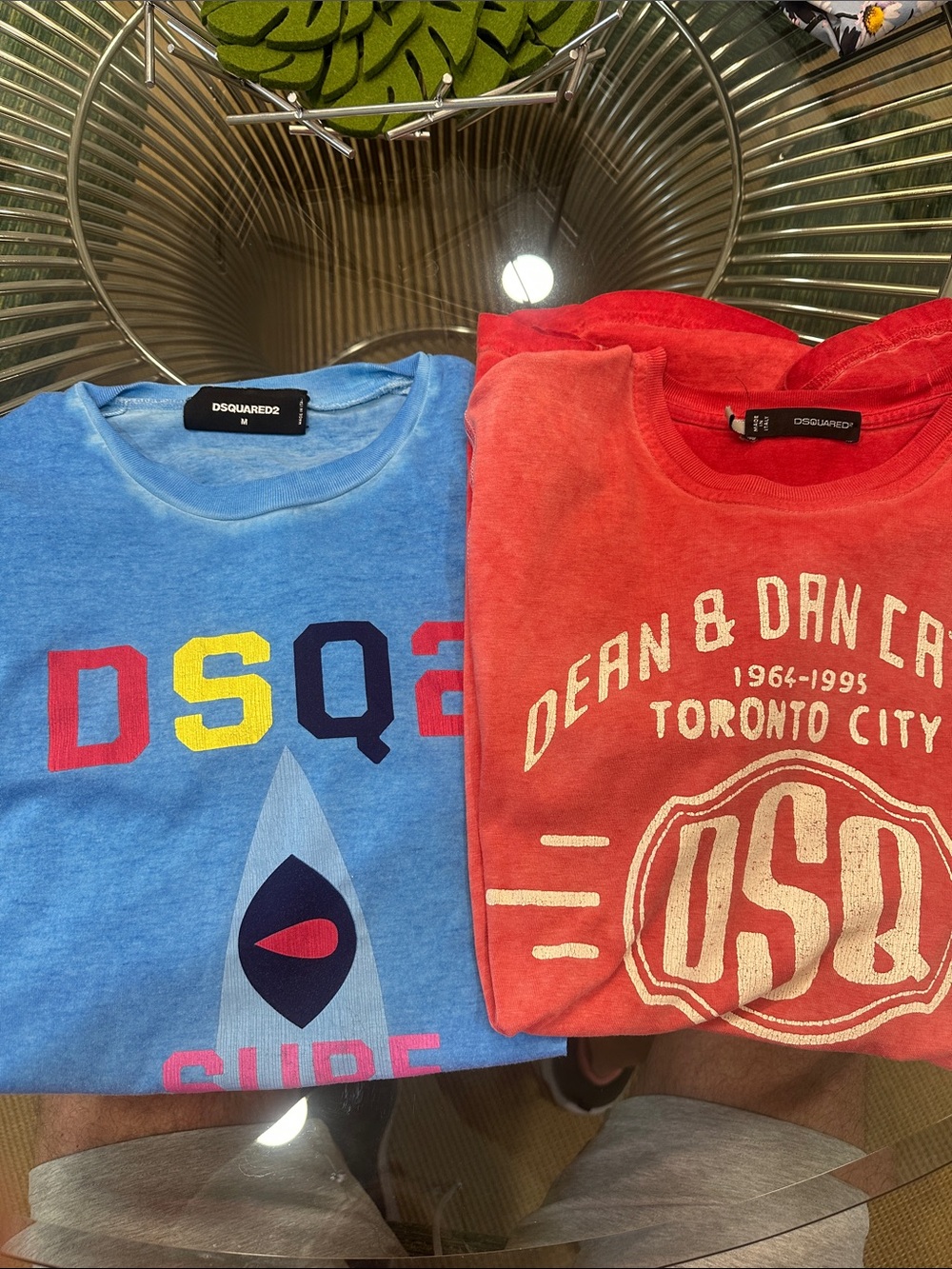 DSQUARED2 Red and Light Blue Graphic Tee Set